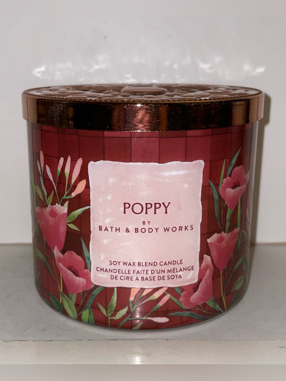 Bath & Body Works Poppy Scented Candle 3 Wick Discontinued New